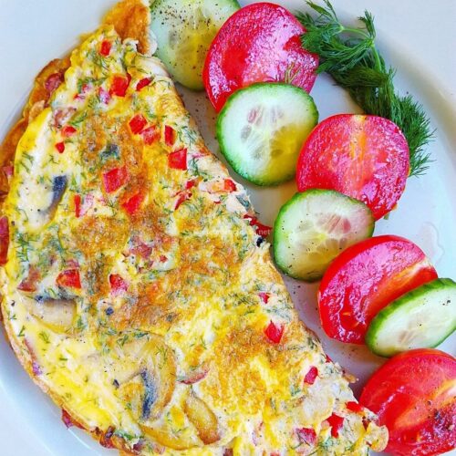 omleta cu salam si ciuperci